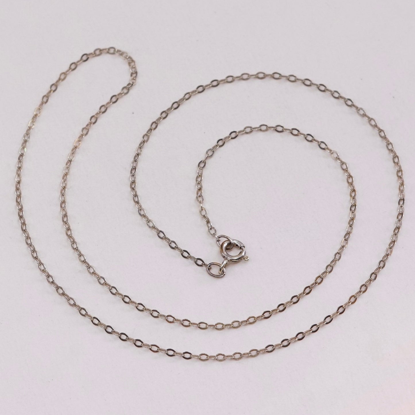 18”, vermeil gold over sterling silver flatten circle chain, Italy 925 necklace