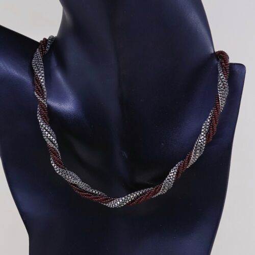 15”, Vtg Antique 925 Sterling Silver Twisted Box Curb chain necklace W/ Toggle