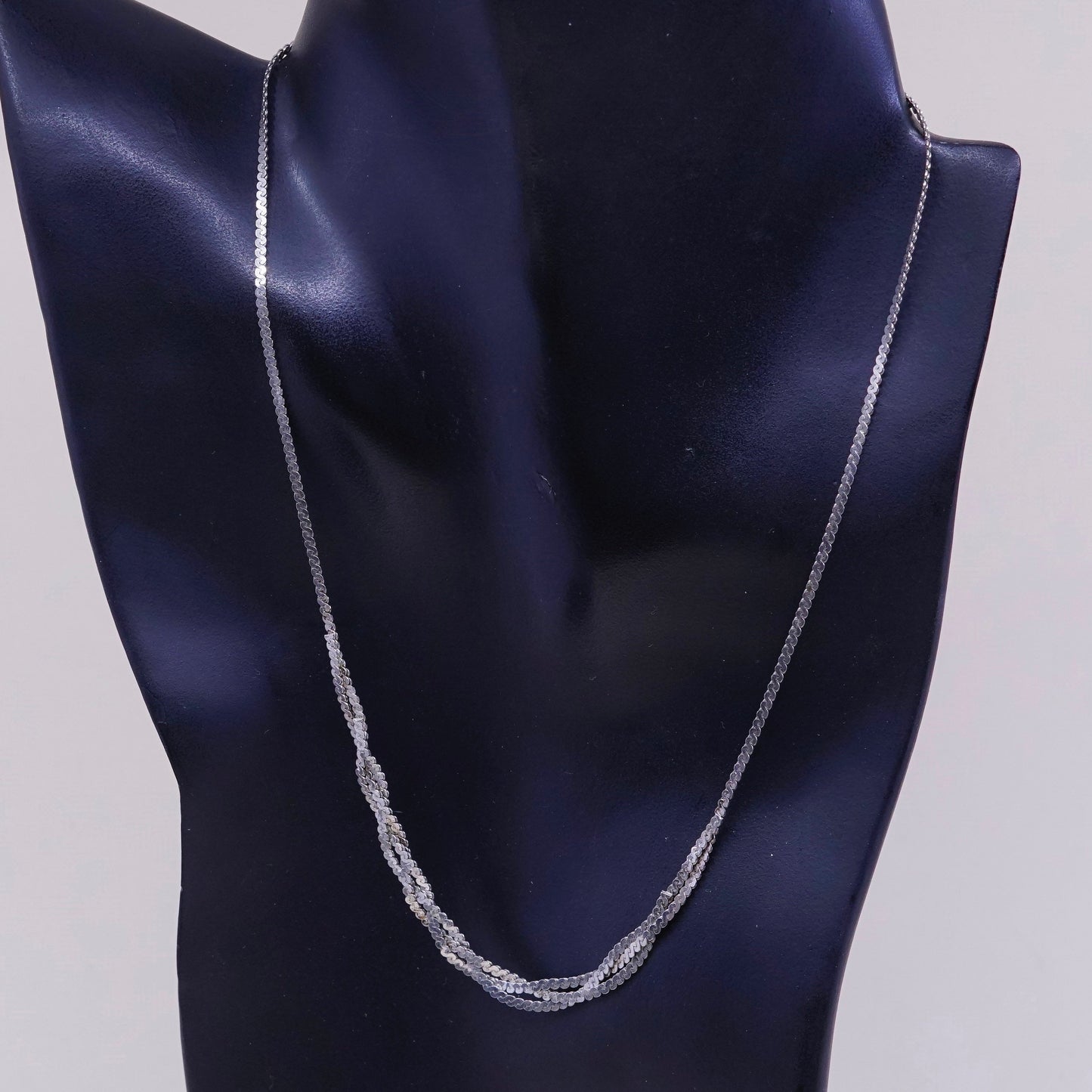 18”, 2mm, vintage Sterling silver handmade chain, 925 S link woven necklace