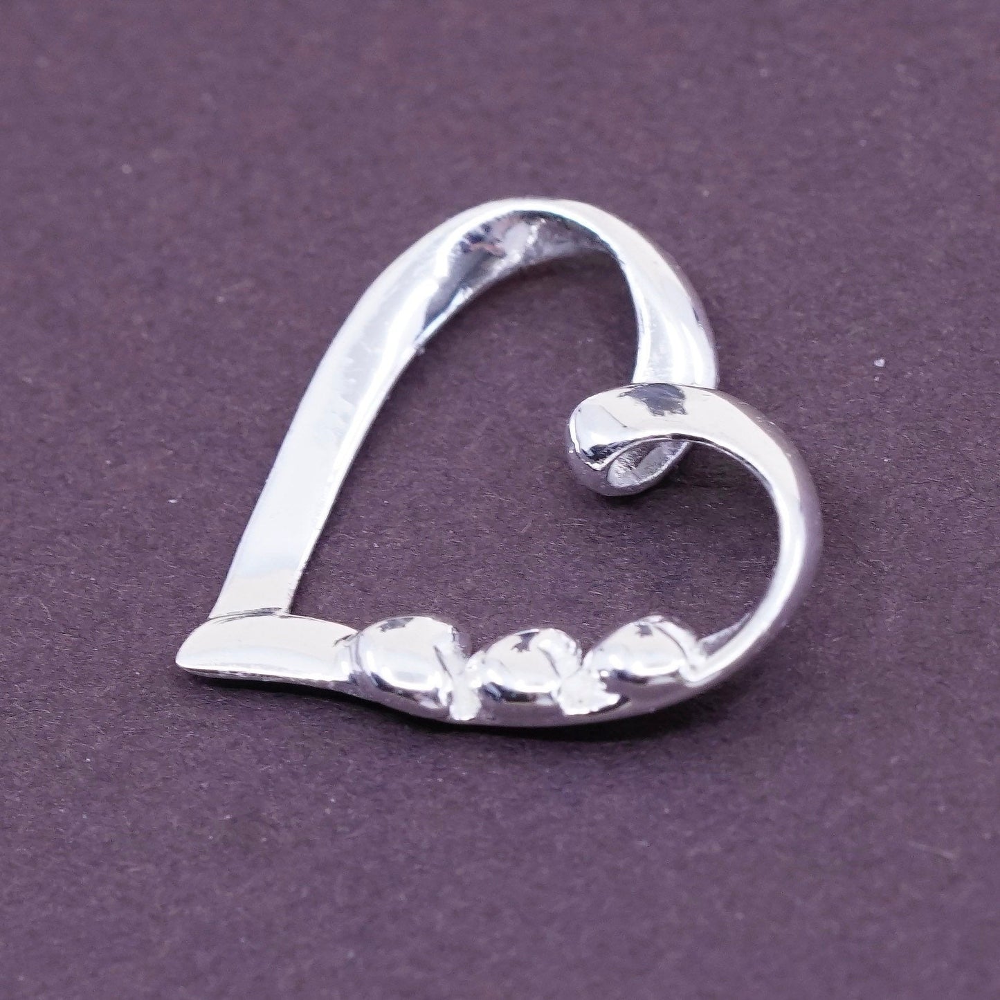 Vintage Sterling silver handmade pendant, solid 925 silver heart shaped pendant