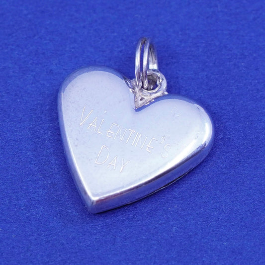 Judith Jack sterling silver pendant, 925 heart charm engraved Valentine’s Day