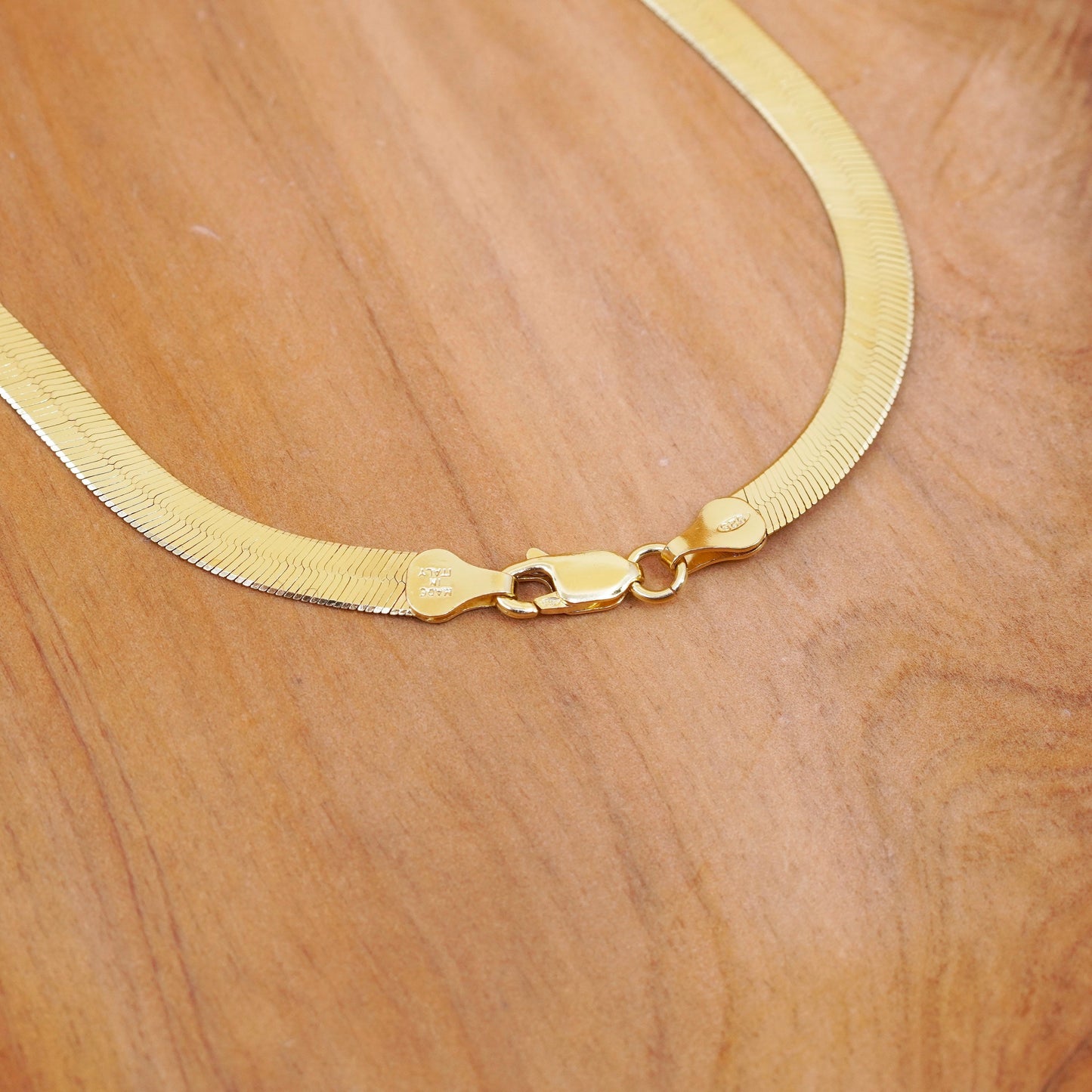 24”, Milor vermeil, gold over Sterling silver necklace, 925 herringbone chain