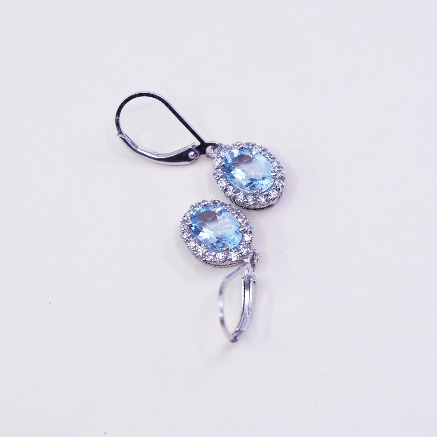 Vintage SIG sterling silver handmade earrings, 925 hooks with topaz drops