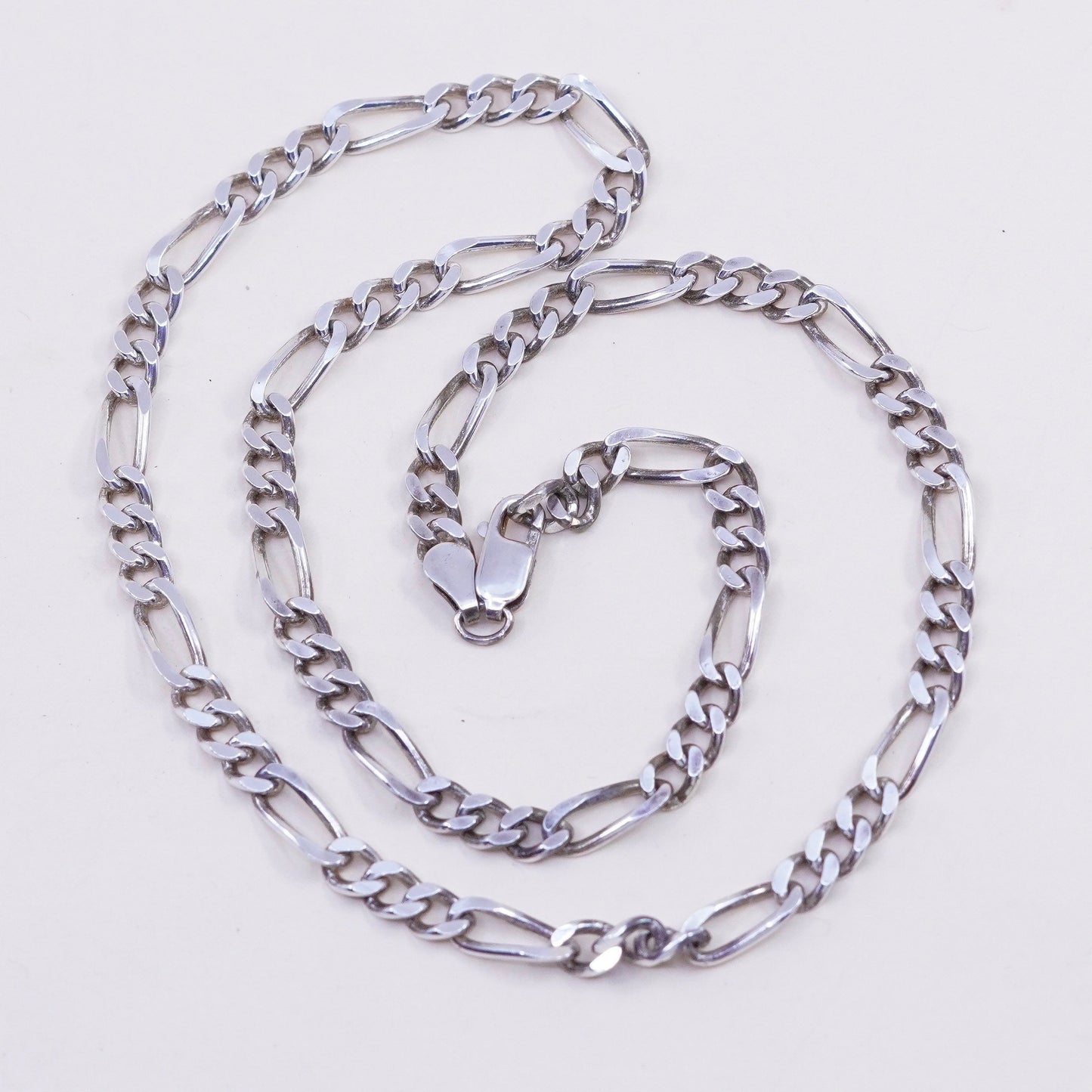 17”, 5mm, Vintage sterling silver figaro chain, 925 men’s necklace