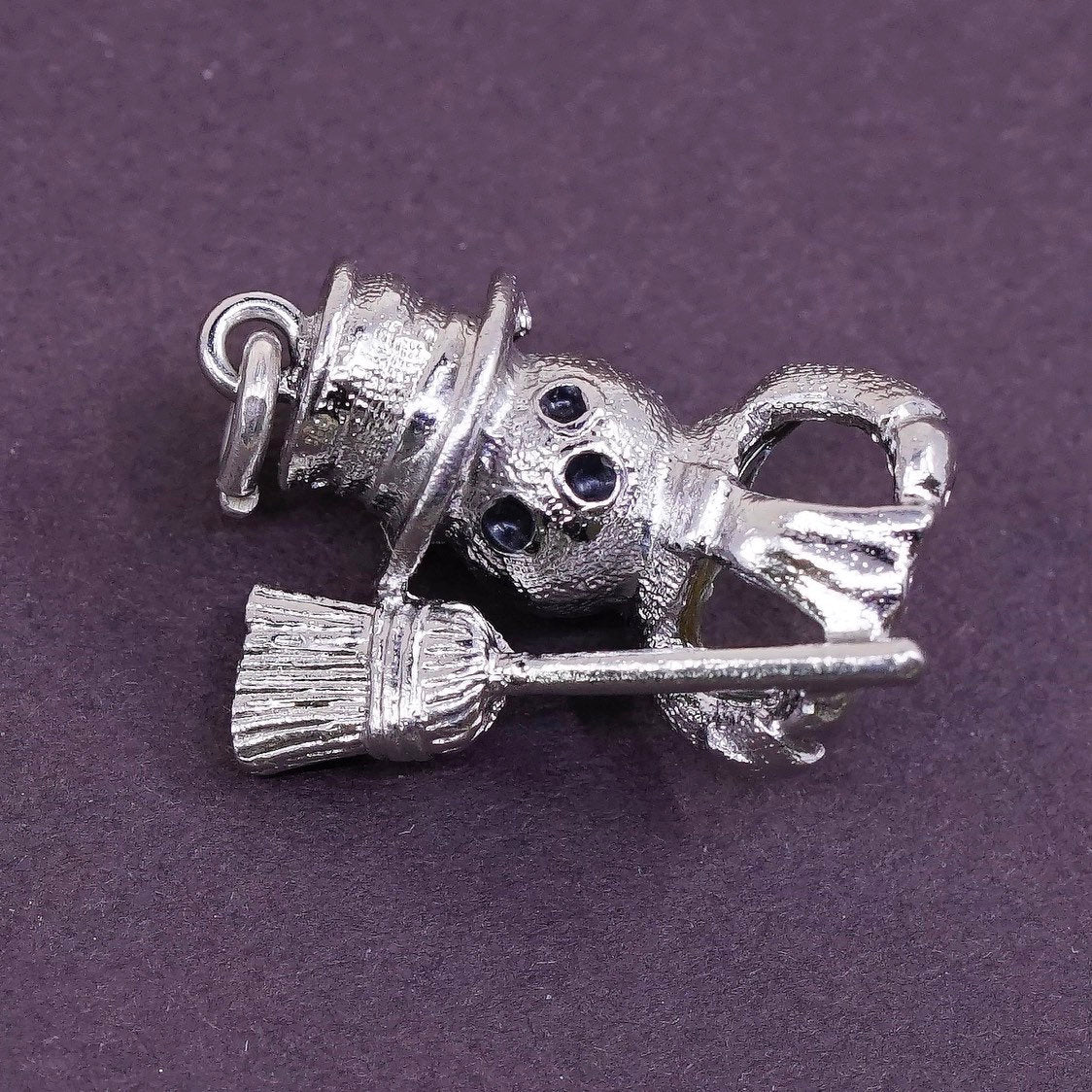 vtg Sterling silver handmade charm, 925 snowman pendant