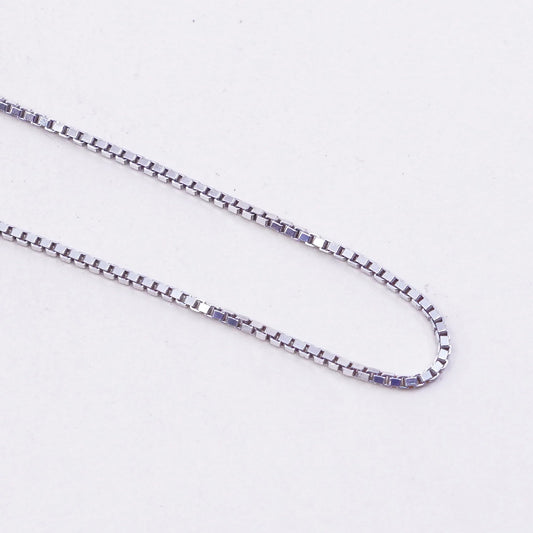 30”, 1mm, Vintage sterling silver Italy 925 silver box chain, necklace