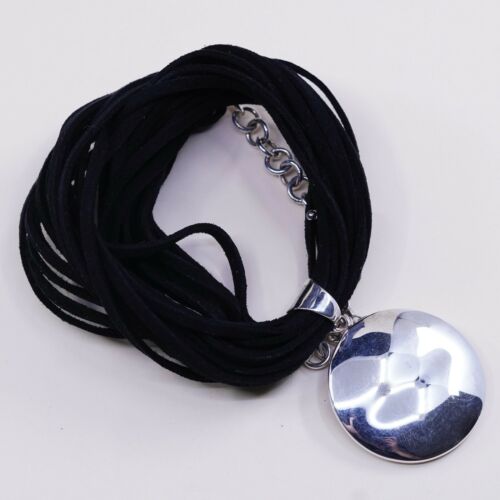 Silpada N1107 Sterling 925 Silver Pendant Black Leather Multi Strand Necklace