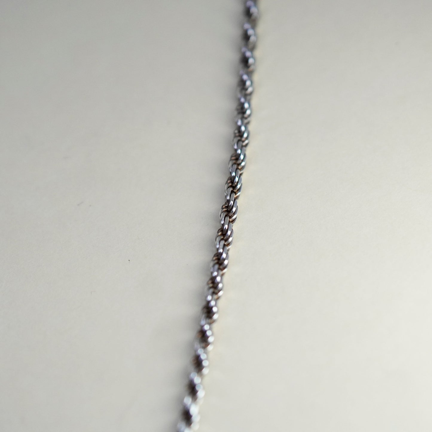 30”, 3mm, vintage Sterling silver necklace, 925 diamond rope chain