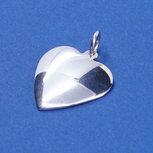 vtg sterling silver handmade pendant, 925 heart charm