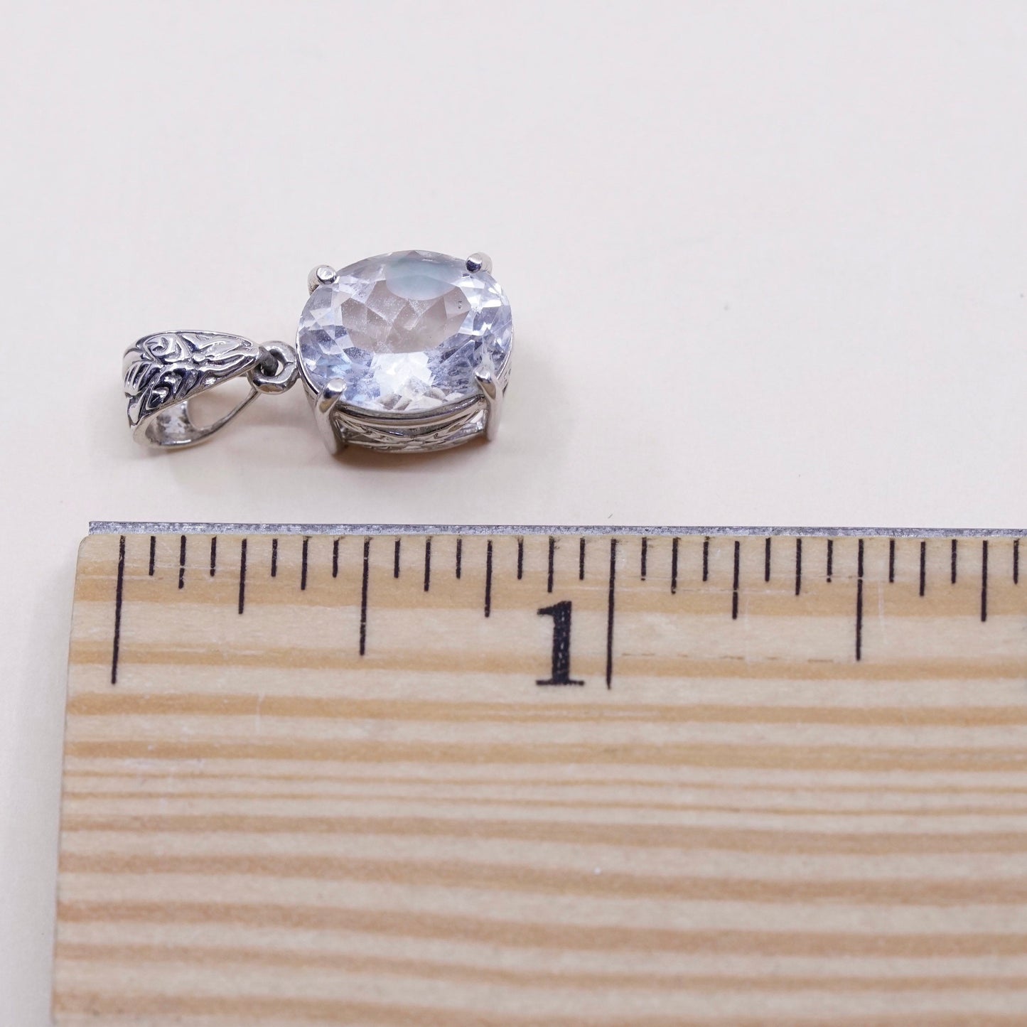 Vintage sterling silver cz crystal pendant, 925 pendant