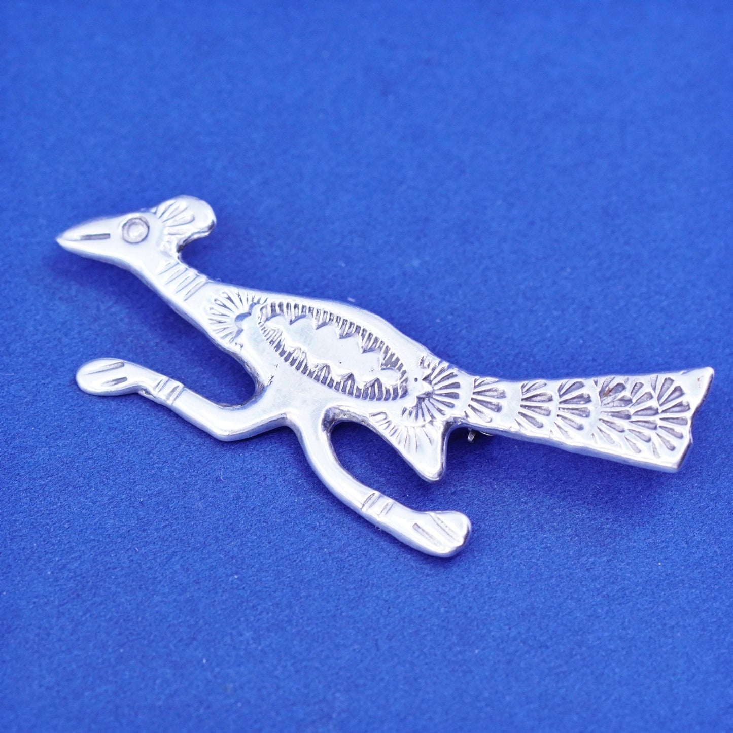 Native American sterling silver brooch, 925 running thunder bird pendant pin