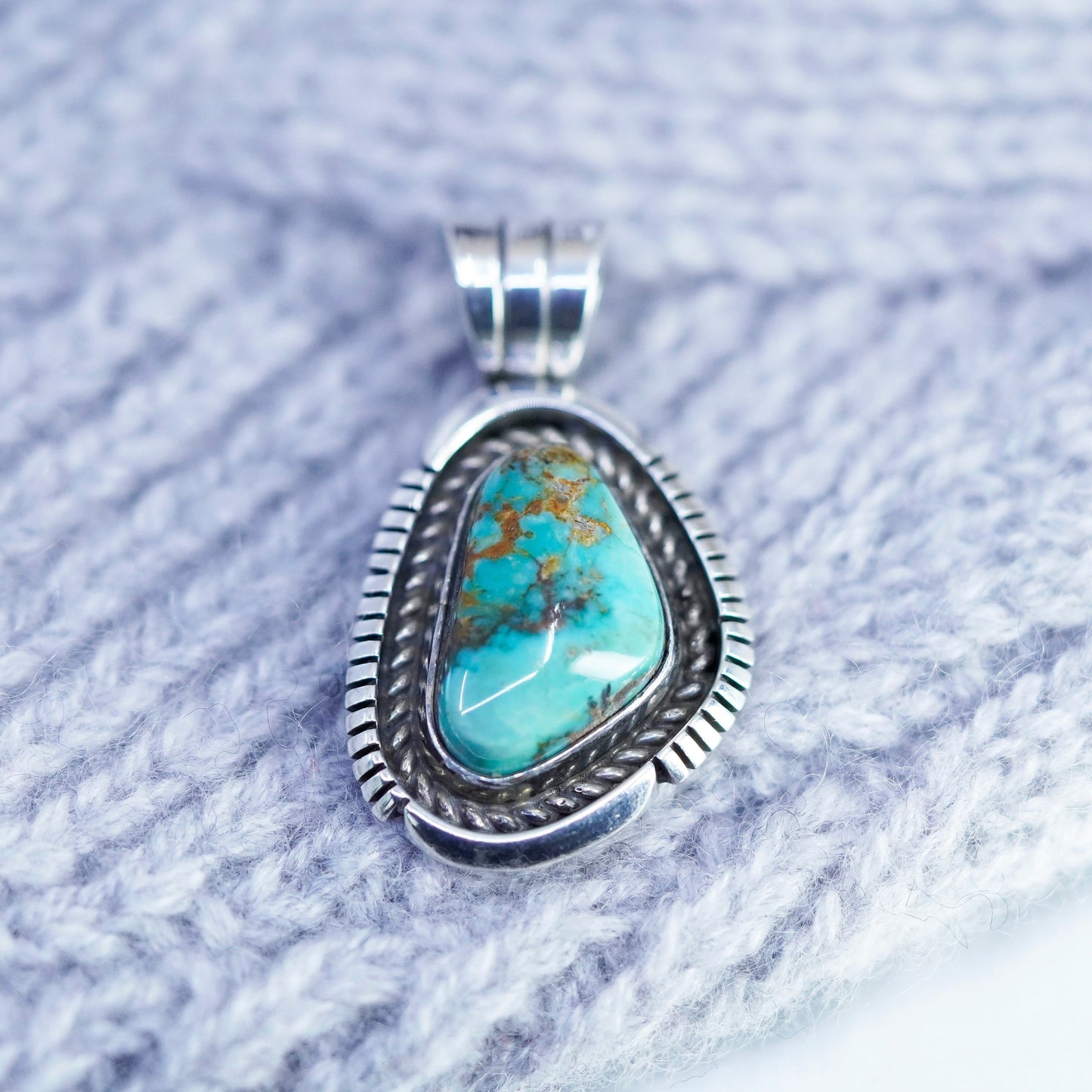 Native American Spencer sterling 925 silver pendant with turquoise