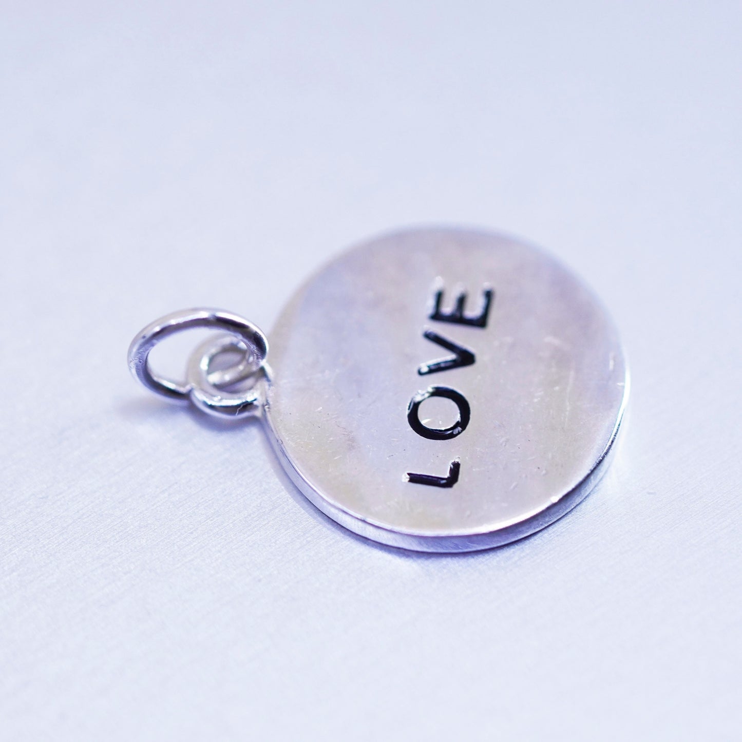 antique sterling 925 silver tag charm pendant engraved Chinese letter “love”