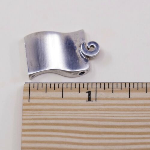 Vtg Modern Simple Sterling Silver handmade Roll Paper Pendant, Silver Tested