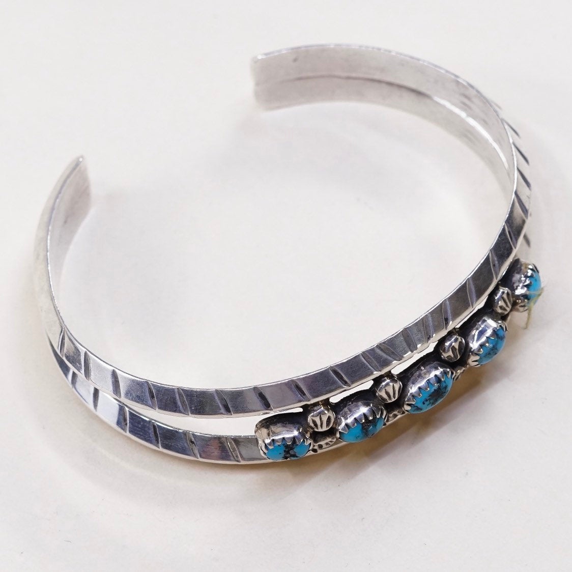 6.5", VTG Native American sterling silver cuff, Navajo Turquoise 925 Bracelet