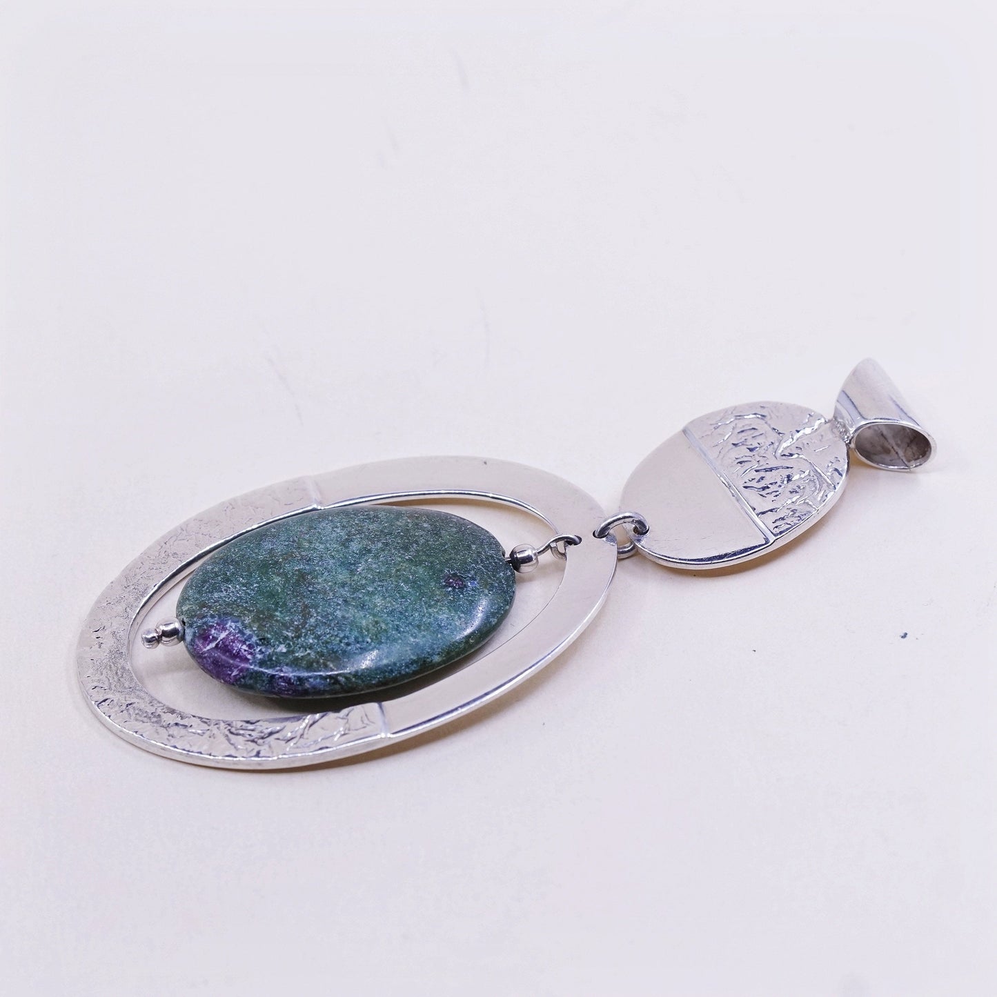 Vintage DDD mexico sterling silver handmade pendant, 925 oval with turquoise