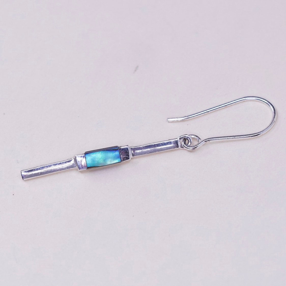 vtg Sterling silver handmade earrings, 925 w/ abalone inlay drops