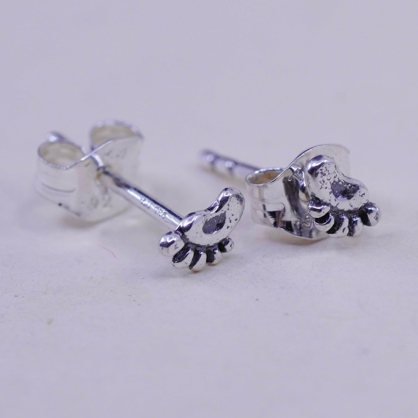 vintage handmade Sterling silver studs, 925 butterfly earrings