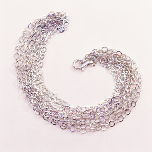 18”, vintage Milor Sterling 925 silver multi strands flatten circle necklace