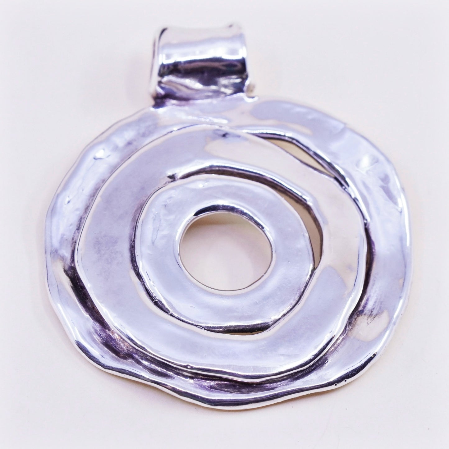 Vintage sterling 925 silver lightweight handmade wavy swirly pendant