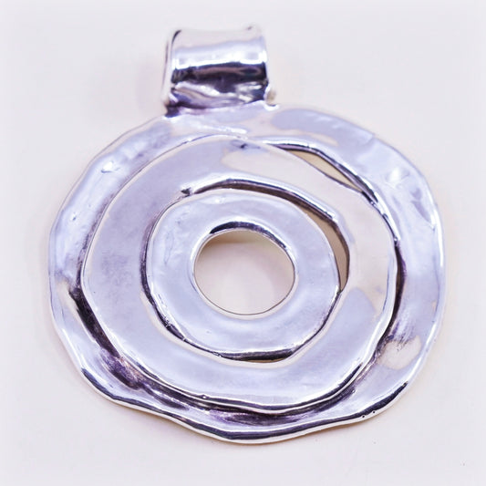 Vintage sterling 925 silver lightweight handmade wavy swirly pendant