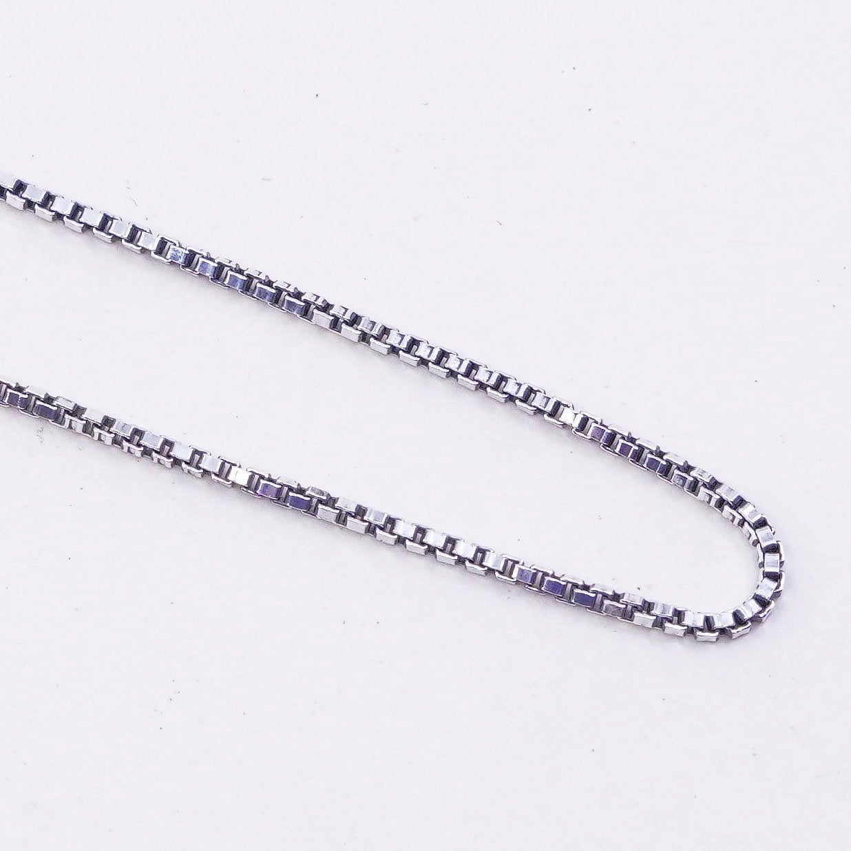 30”, 1mm, Vintage sterling silver Italy 925 silver box chain, necklace