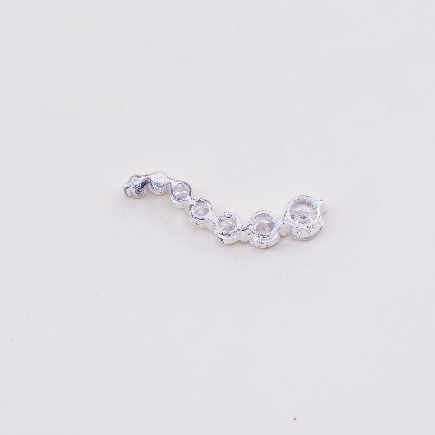 Vintage sterling 925 silver wavy cz crystal pendant