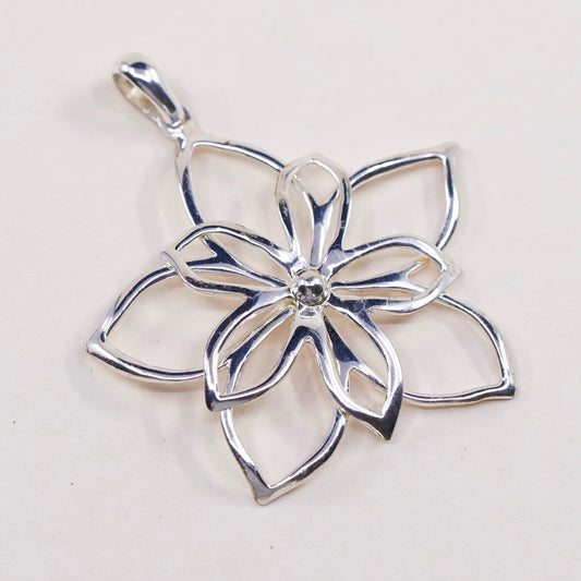 VTG sterling silver handmade pendant, 925 silver knot filigree flower