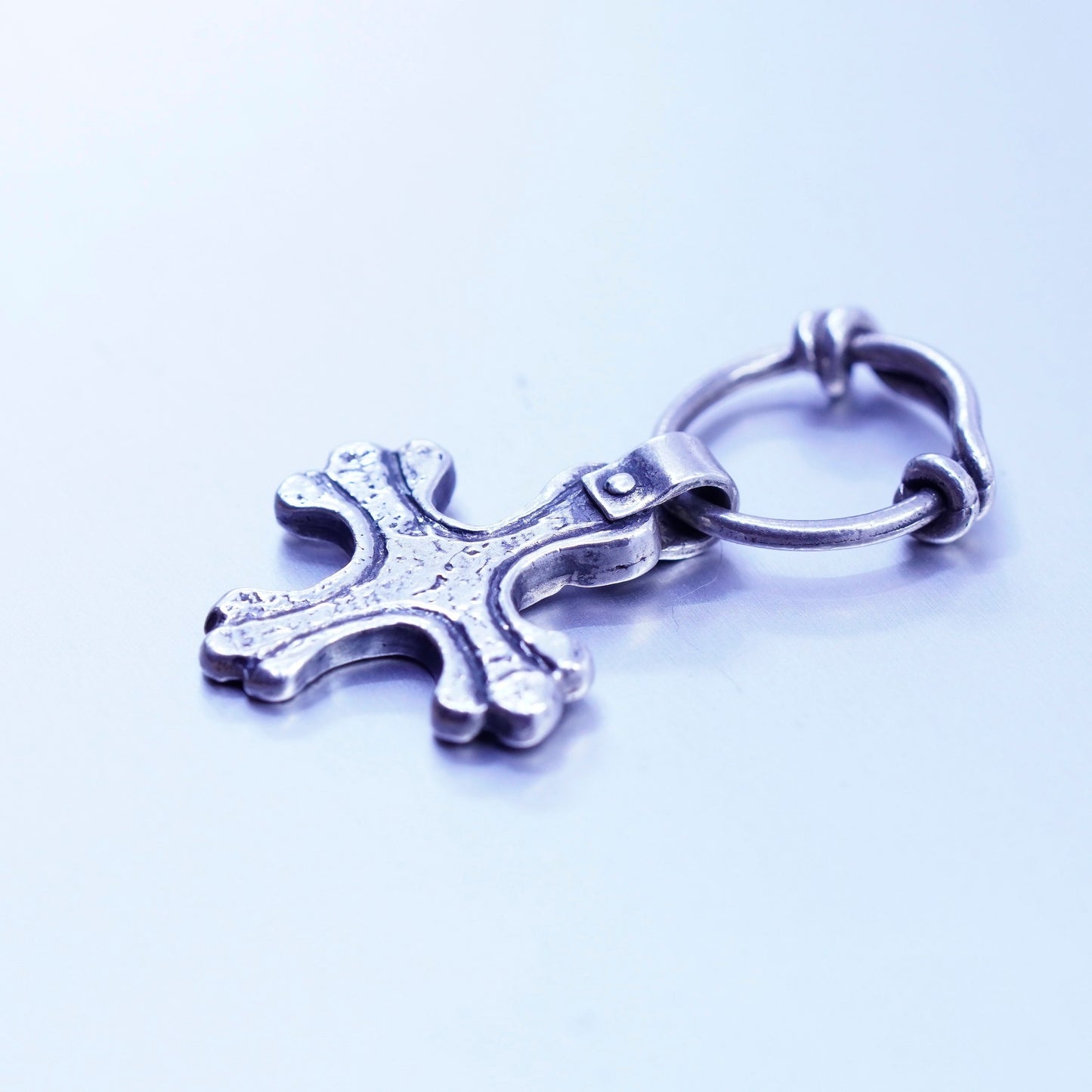 Vintage Israel sterling 925 silver handmade cross pendant charm