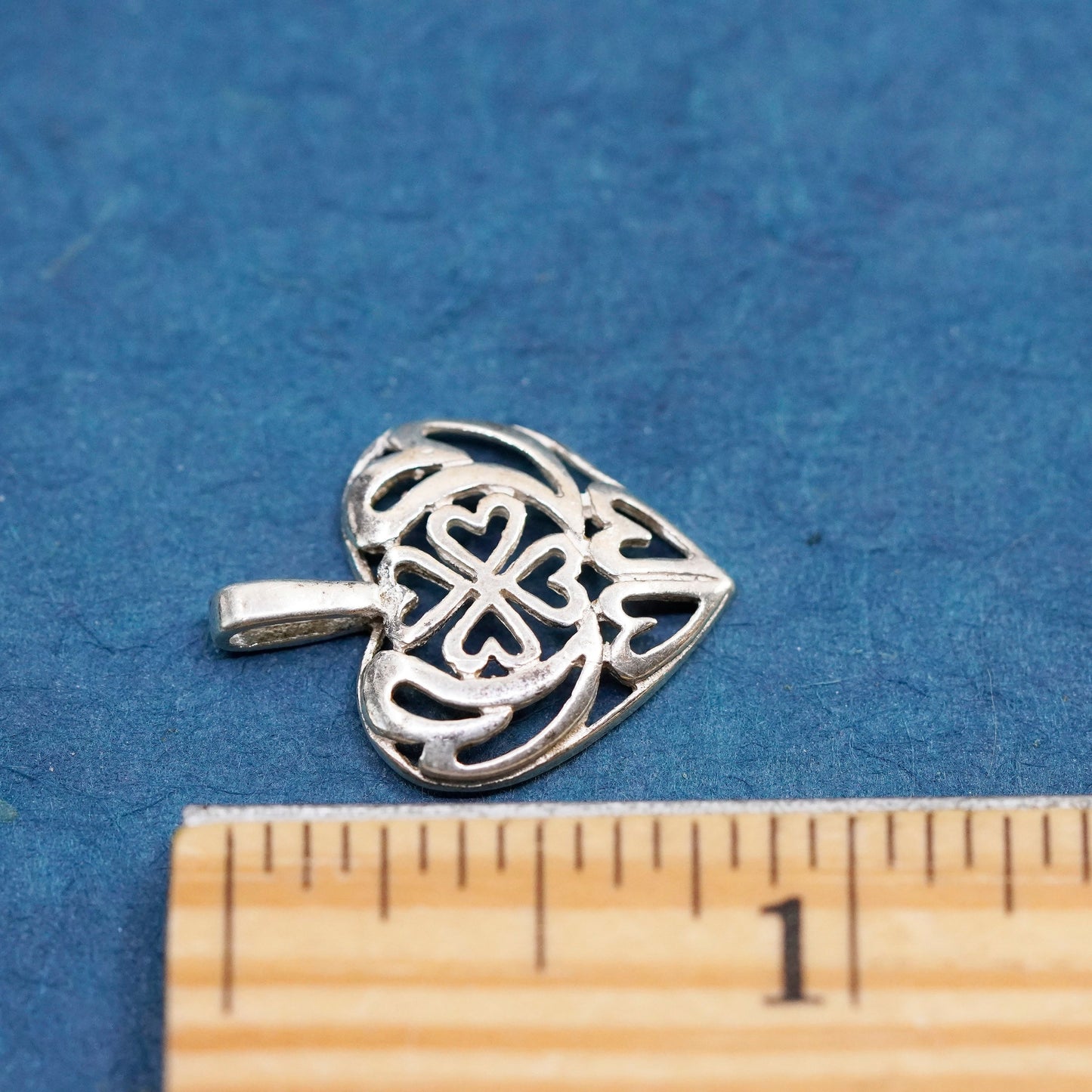 Vintage Sterling silver handmade pendant, 925 filigree heart