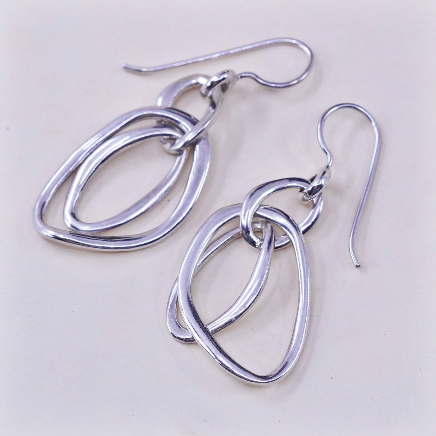 Vintage Silpada handmade Sterling Silver Space Out Circle Hoop Earrings Retired