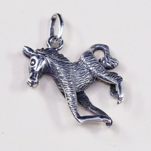 Vintage Sterling Silver Handmade Pendant, 925 Horse Charm, Stamped 925