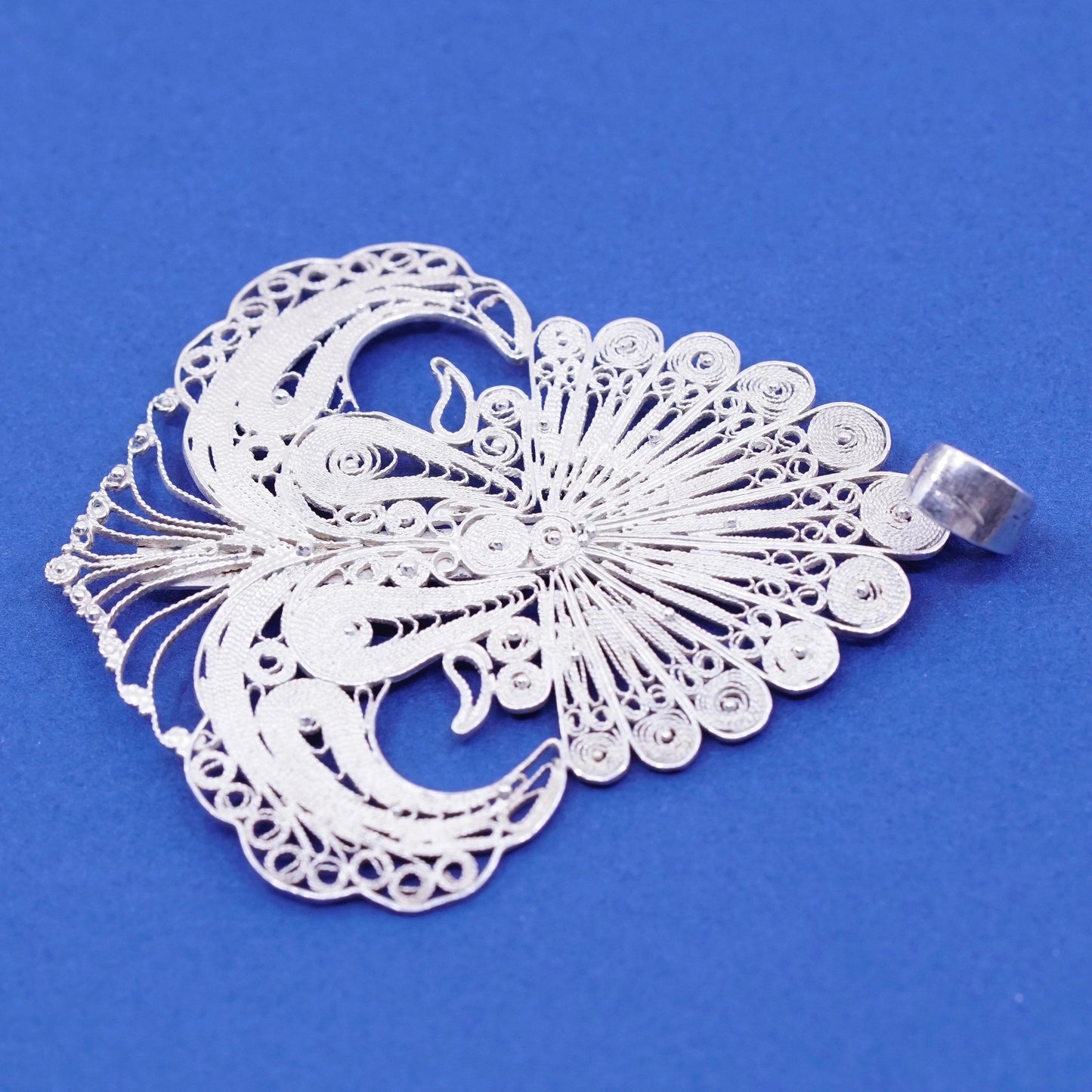 Vintage Tom JOGJA Sterling silver handmade pendant, 925 filigree wing