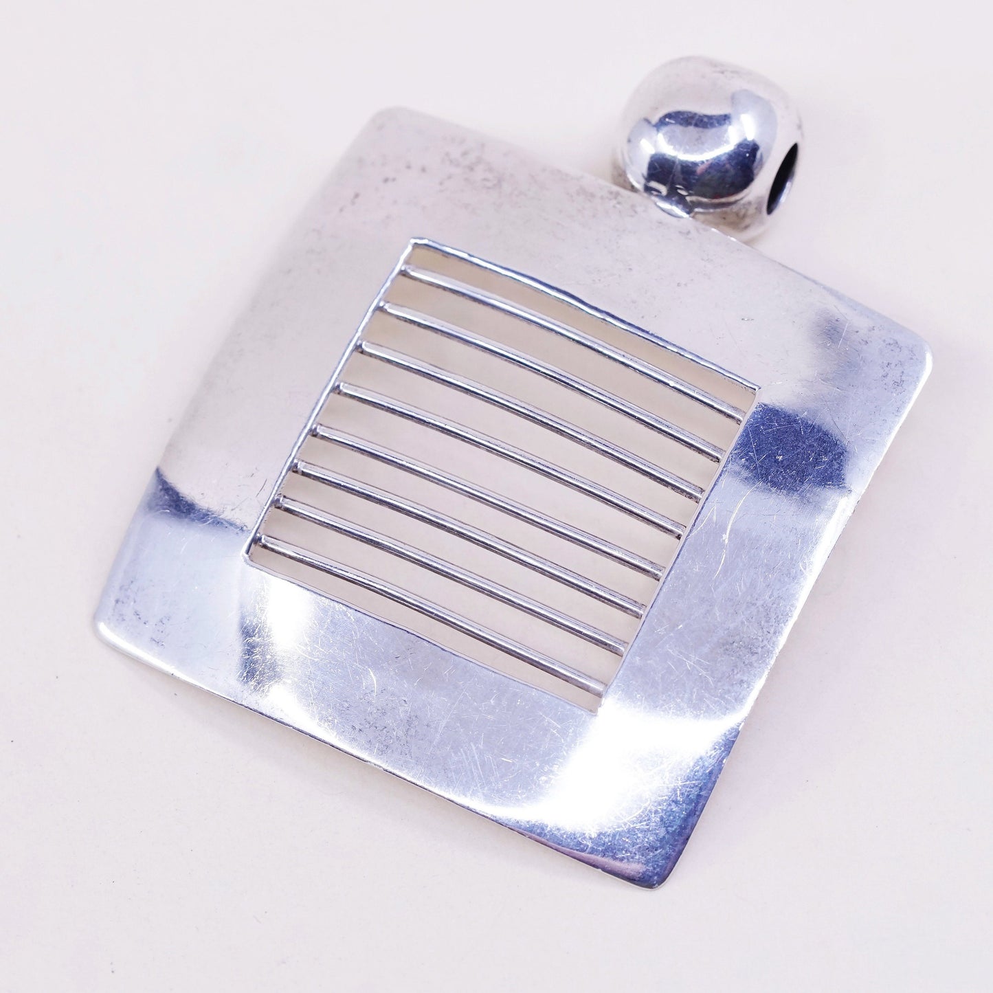 Vintage sterling 925 silver handmade pendant, simple, stamped 925 mex