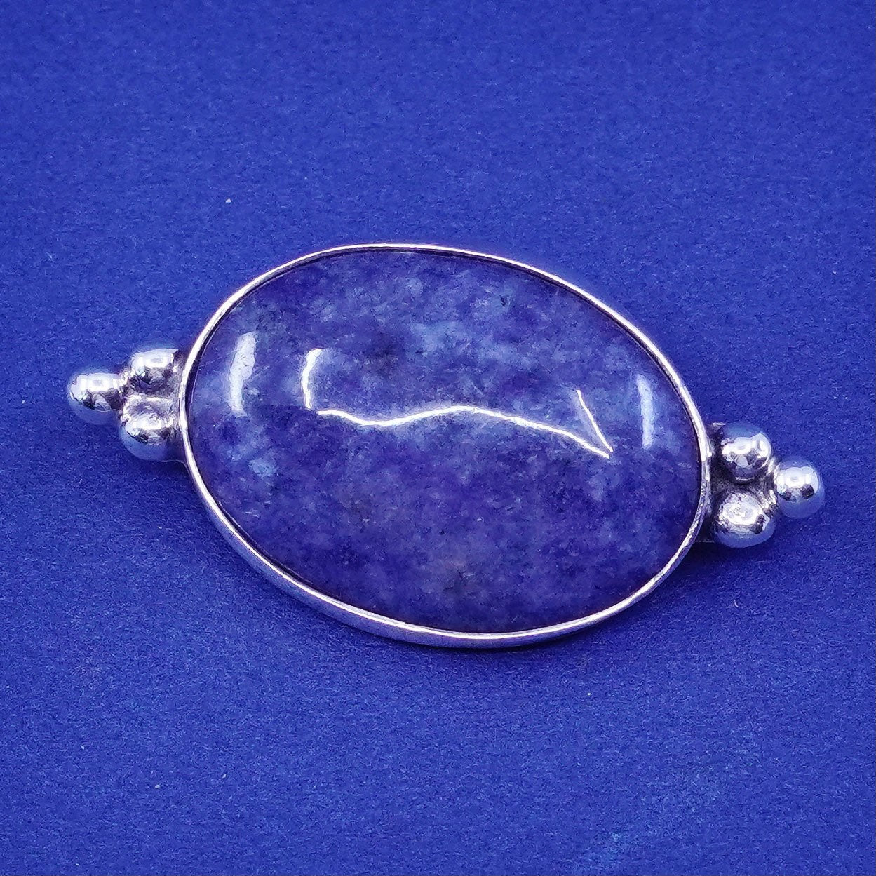 vtg Sterling 925 silver handmade pendant brooch purple mother of pearl beads