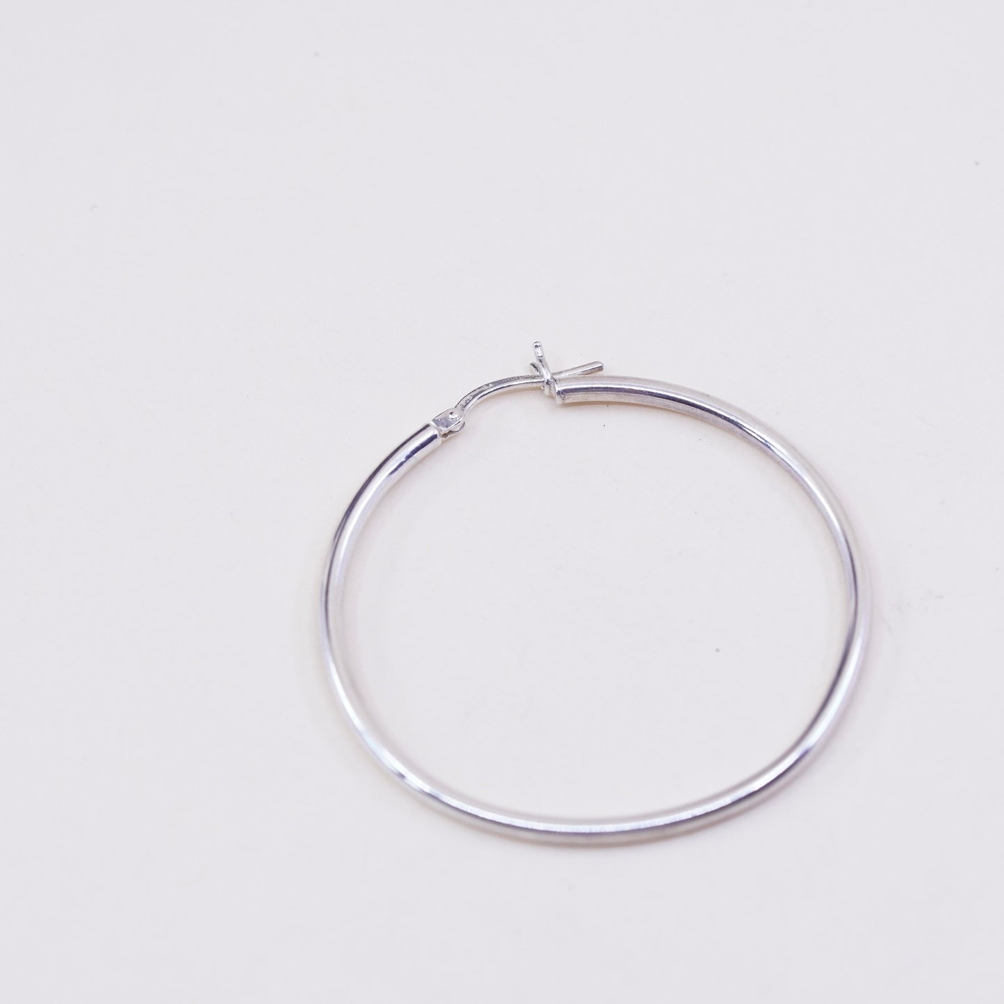 1.5” Vintage sterling silver loop earrings, fashion minimalist primitive hoops
