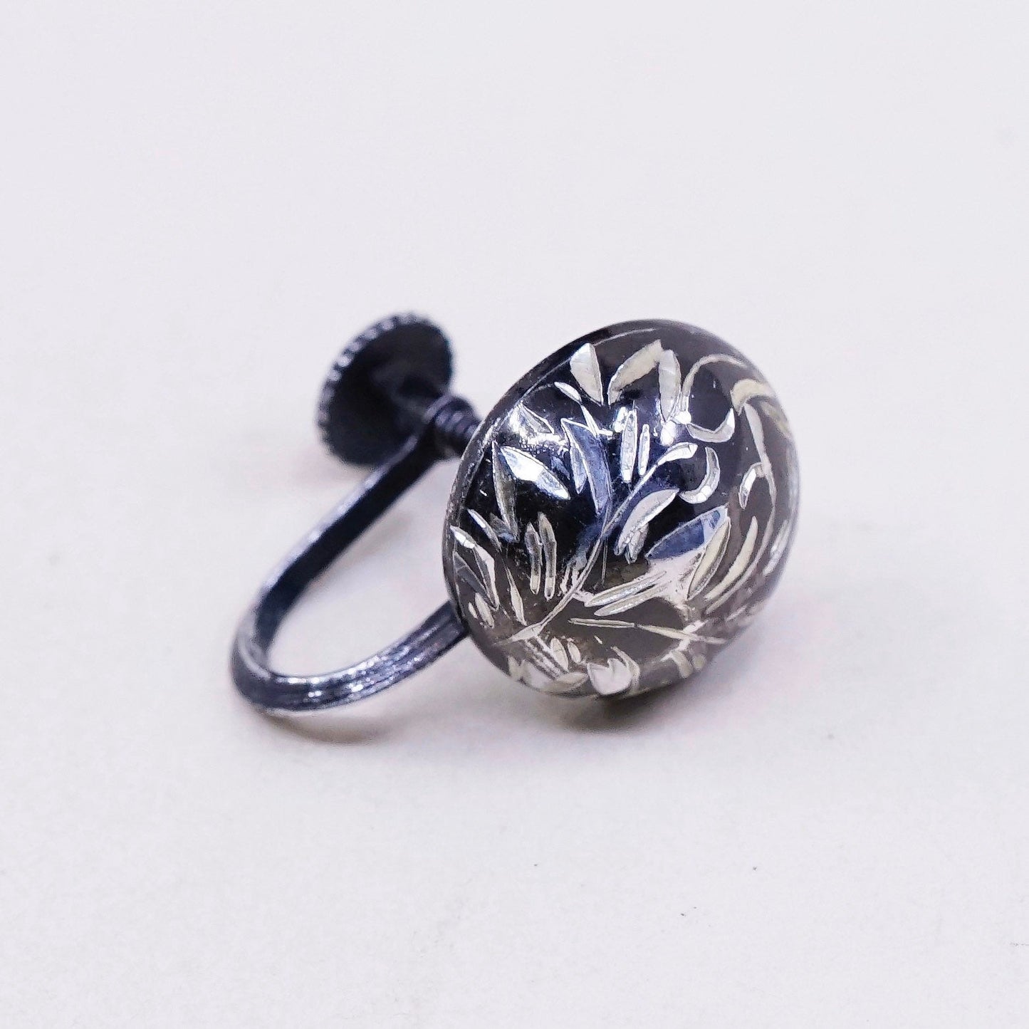 vtg Sterling silver handmade earrings, 925 screw back earrings