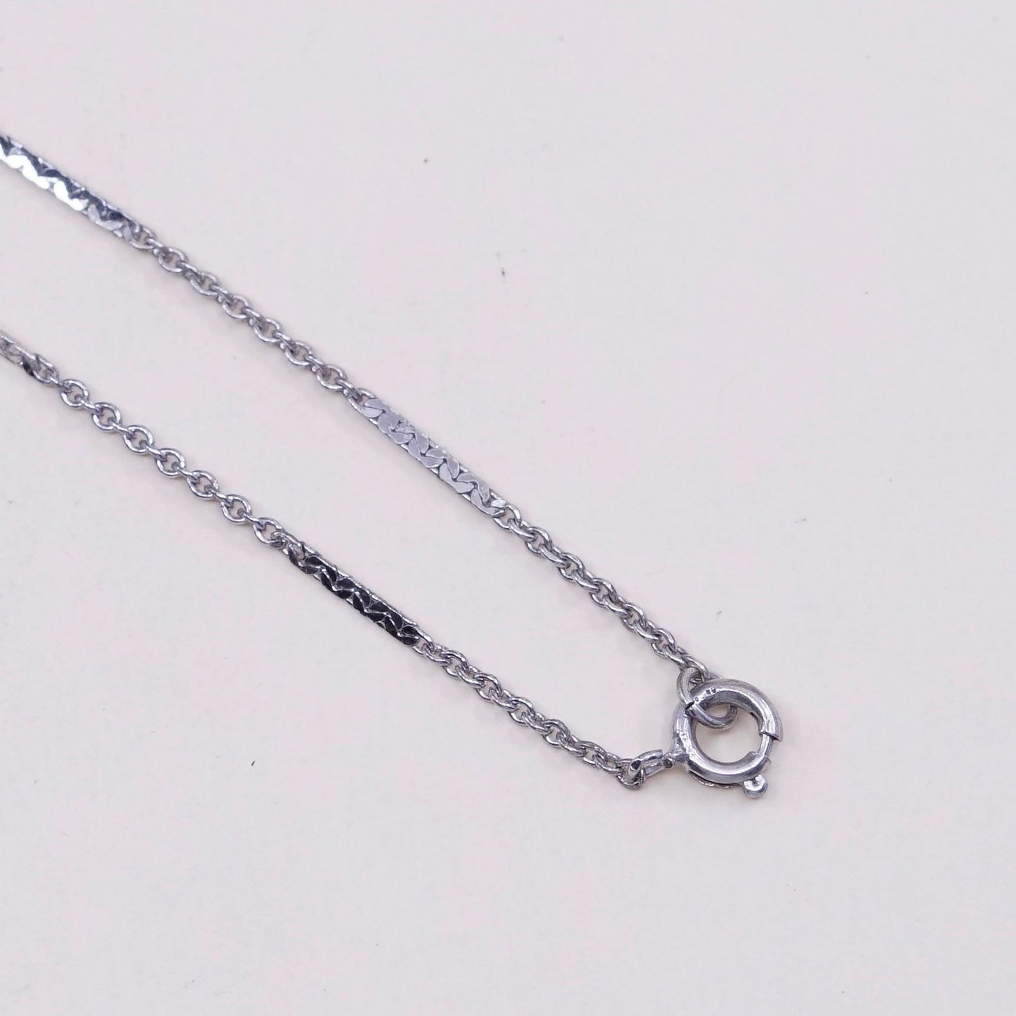 18”, 1mm, Vintage sterling silver necklace, 925 circle chain with flatten bar