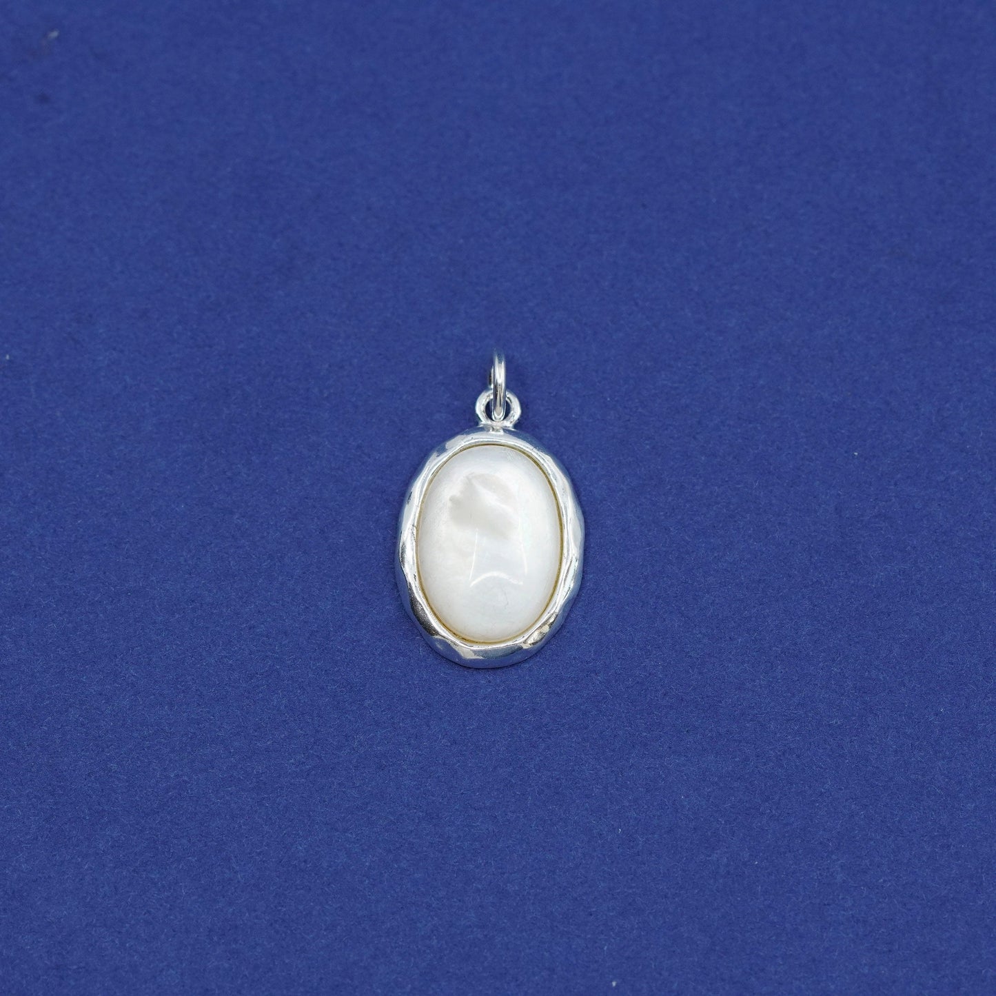 Vintage Sterling 925 silver handmade charm pendant with moonstone