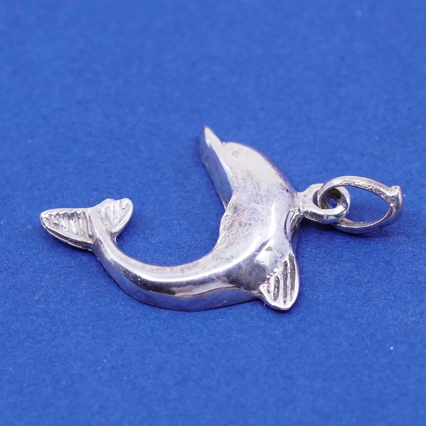 Vintage Sterling silver handmade Dolphin pendant, 925 charm