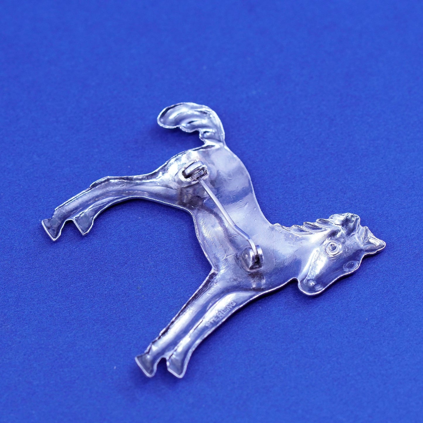 Vintage Sterling silver handmade brooch, 925 Horse pony pin