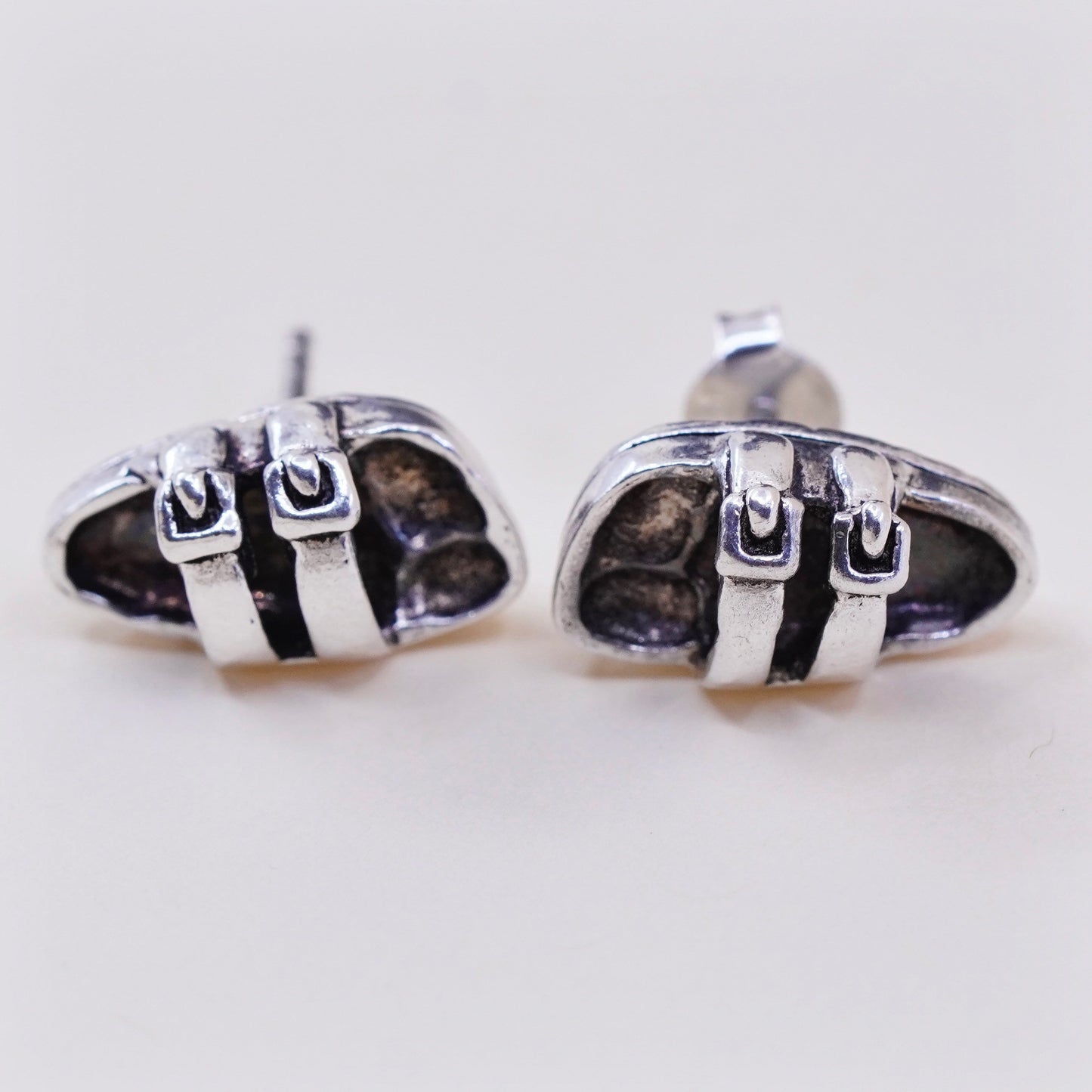 Vintage sterling silver sandal studs, handmade 925 earrings