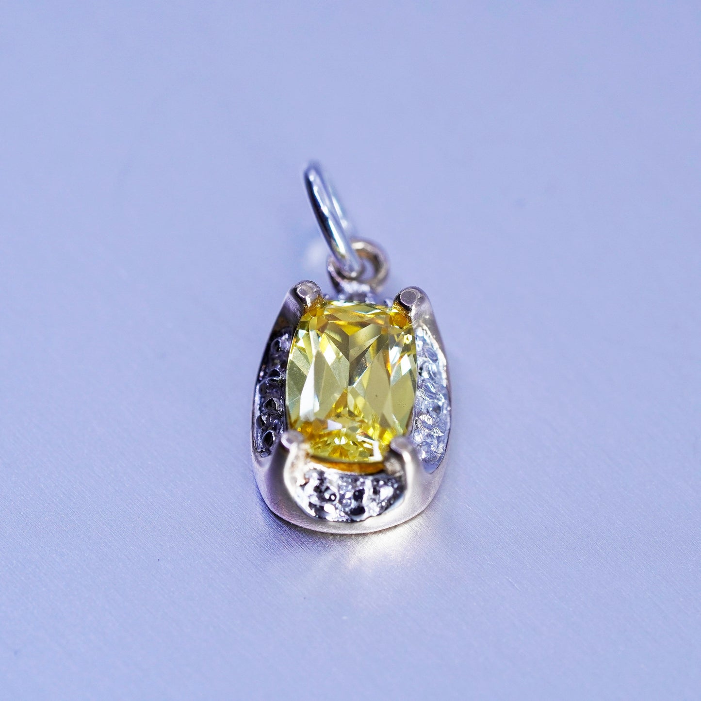 antique vermeil gold over sterling 925 silver handmade charm pendant citrine