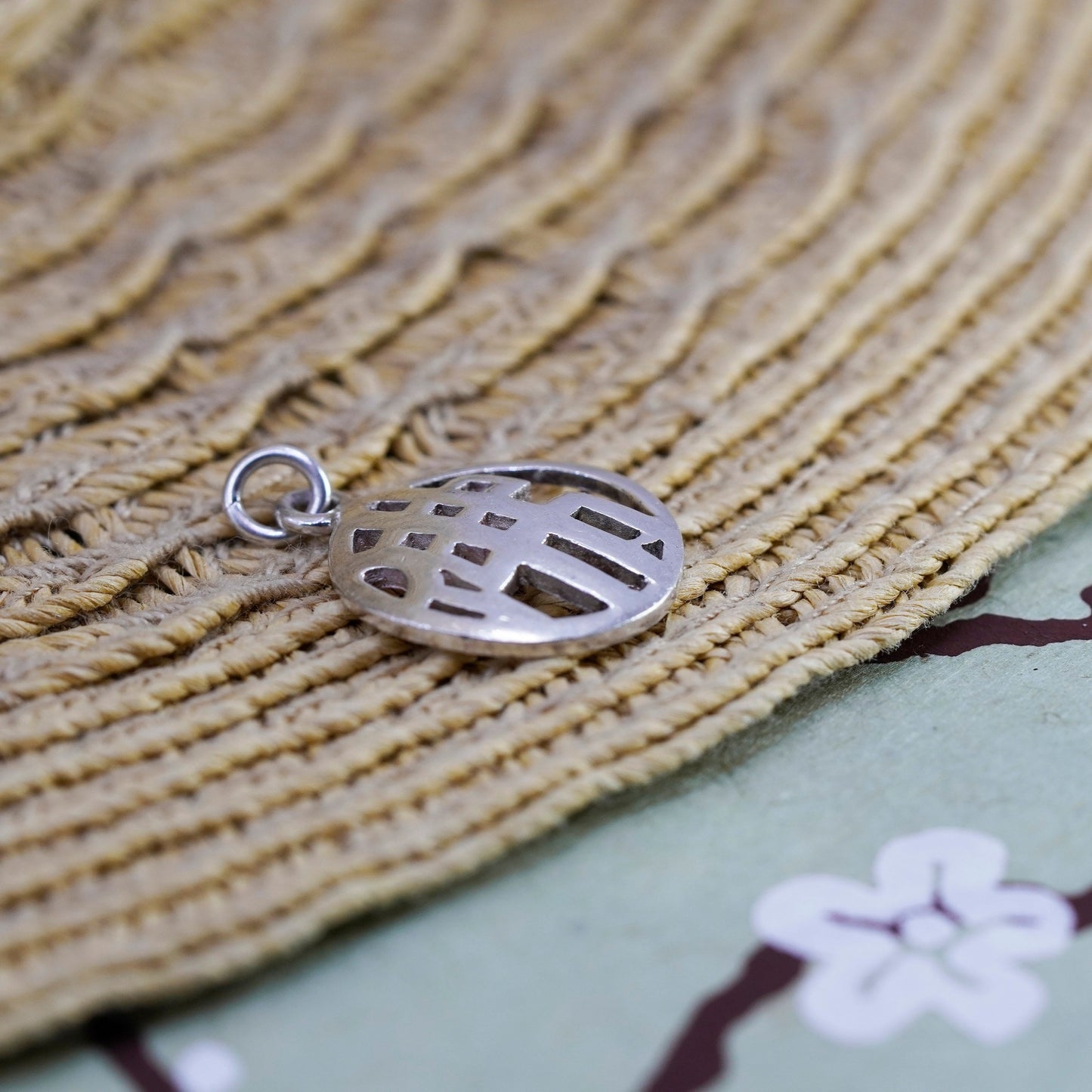 Sterling silver pendant, 925 pendant, Chinese character drop, means “Buddha”