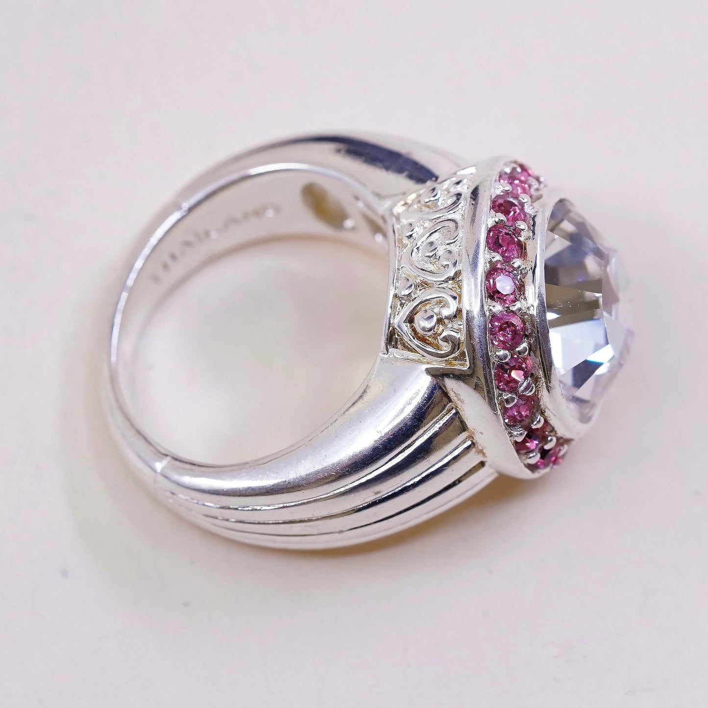 sz 6, vtg Brighton Sayan Sterling silver engagement ring, 925 w/ round cut CZ