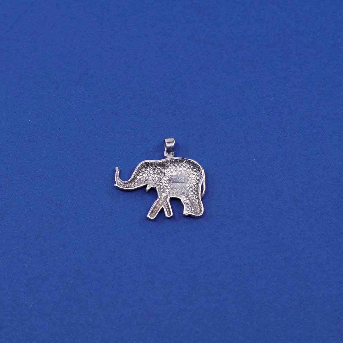 vtg Sterling silver handmade pendant, puffy 925 elephant charm