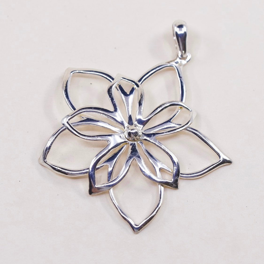 VTG sterling silver handmade pendant, 925 silver knot filigree flower