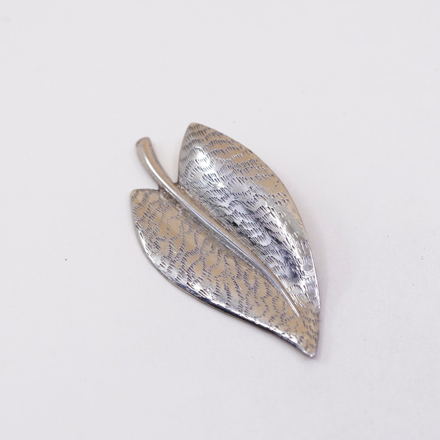 Vintage beau vermeil gold over sterling silver leaf brooch, 925 pin