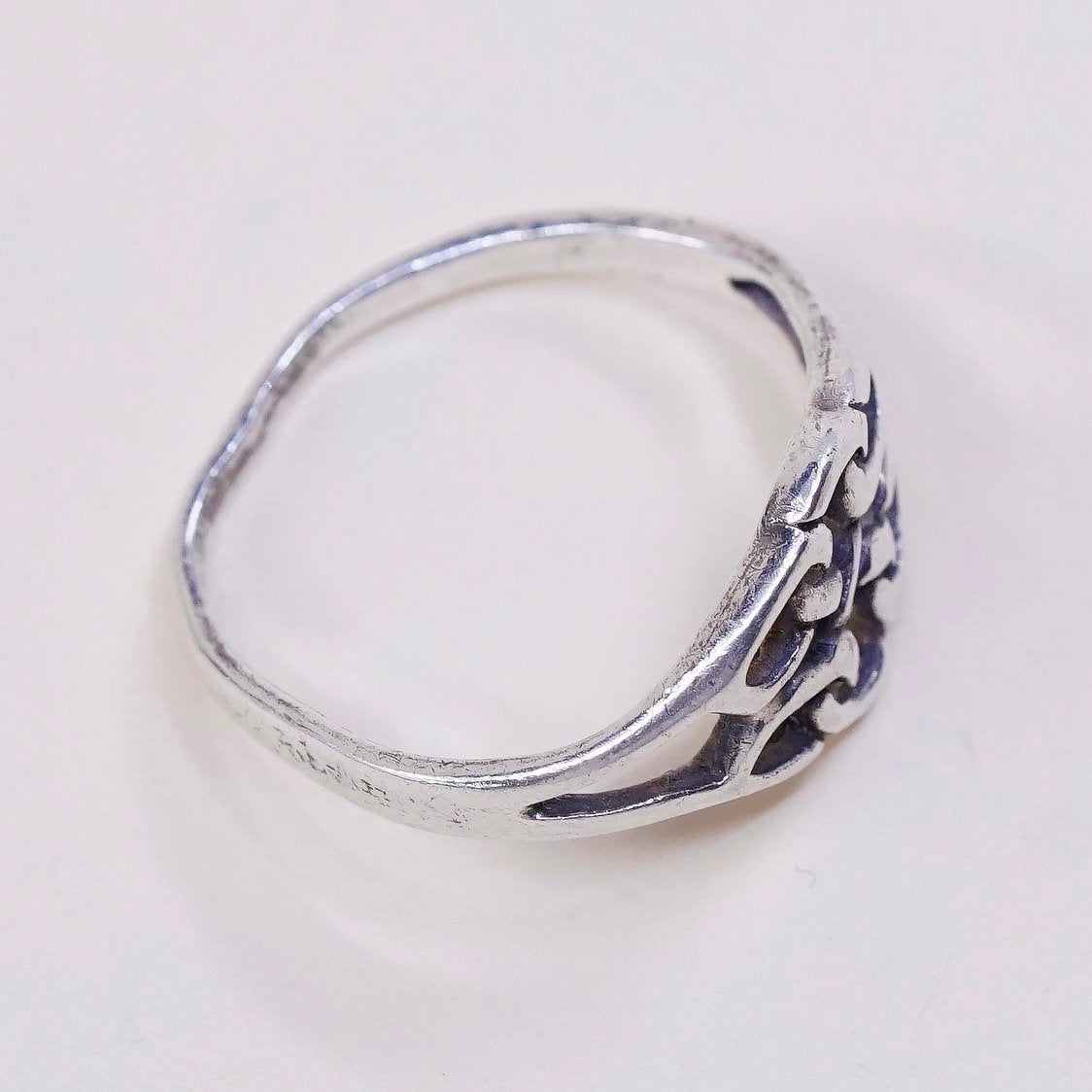 sz 5.25, vtg sterling silver handmade wired ring, 925 irish knot band