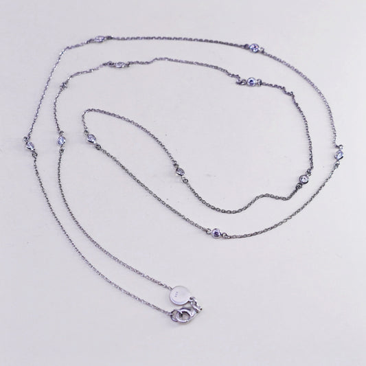 26”, vtg Stella and dot sterling 925 silver circle chain cz details, necklace